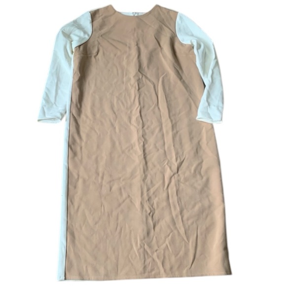 ASOS Womans Colorblock Tan White Long Sleeve Dress Size 10 - Picture 4 of 12
